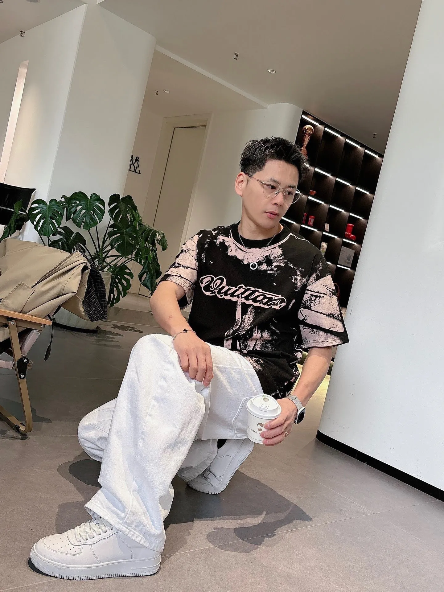 Louis Vuitton/Louis Vuitton optical illusion tie-dye printed short sleeves